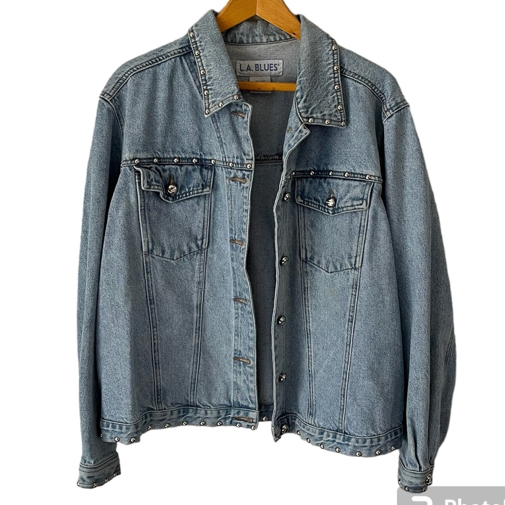 L.A. Blues Vintage Rigid Denim Jacket With Silver Studs